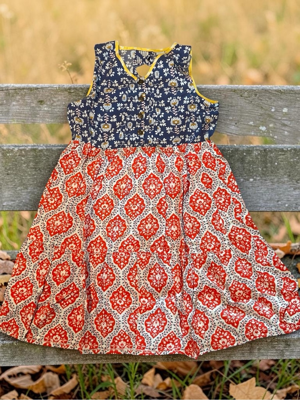 NIB: Matilda Jane Tunic Navy & Red Floral Block-Print Girls' Dress Size 12